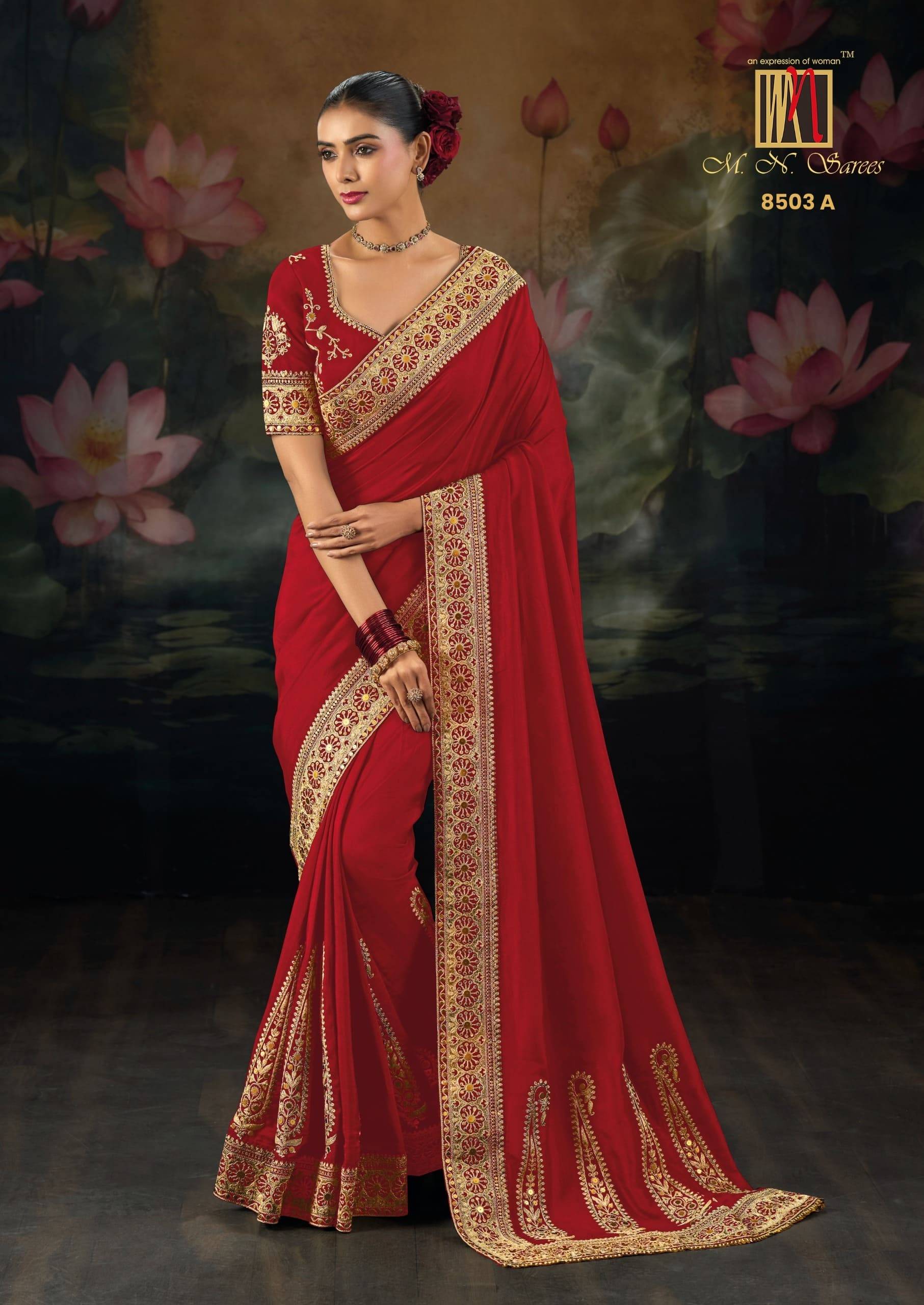 8500 SERIES By M.N Saree 8501 To 8508 Series Indian Traditional Wear Collection Beautiful Stylish Fancy Colorful Party Wear & Occasional Wear Silk Sarees At Wholesale Price